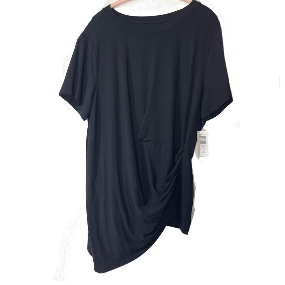 Torrid Asymmetrical Wrap Short Sleeve Tee Top Crew Neck Black Plus 2X 18/20 NWT